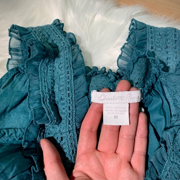 Teal Peasant Top - Picture 2 of 2